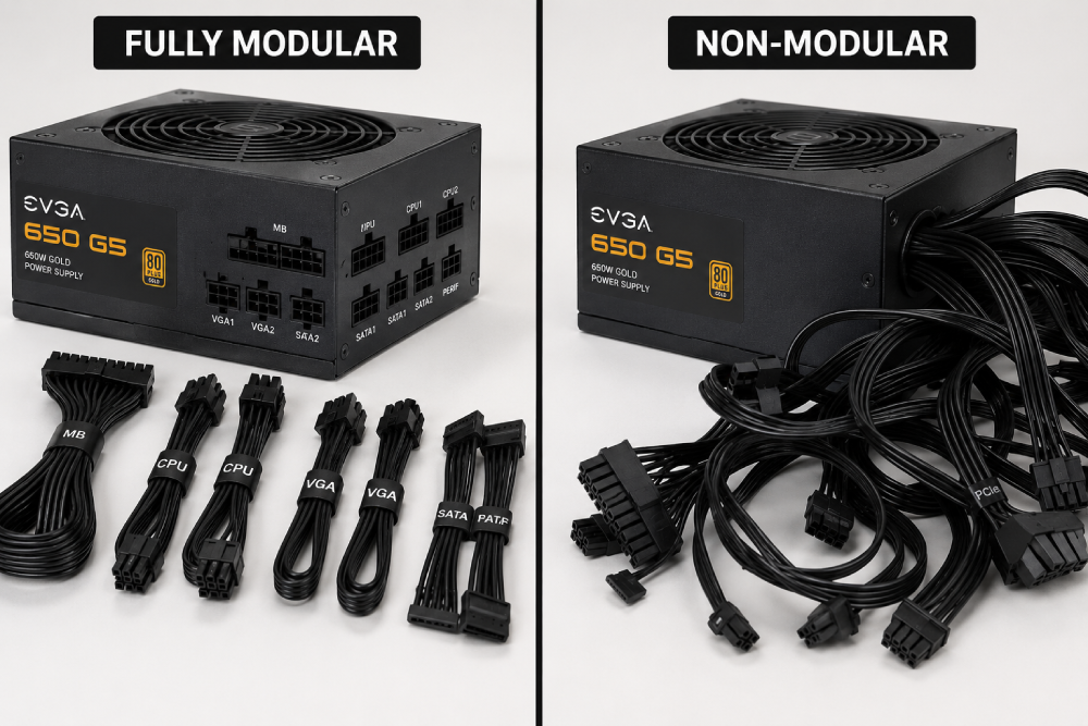 Comparison of modular vs non-modular power supply cables